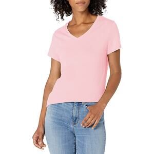 Hanes Women's Short Sleeve Flowy V-Neck T-Shirt - Size Large Pink
